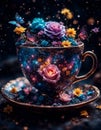 Teacup filled with flowers