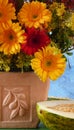 Flowers in a terracota vase