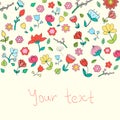 Flowers text placeholder color vector illustration