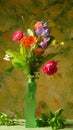 Flowers in green vase Royalty Free Stock Photo