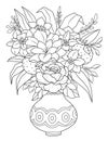 Flowers Vase Coloring Page For Adult