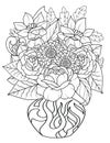 Flowers Vase Coloring Page For Adult