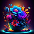 Flowers in a vase on a dark background. Vector illustration. AI generated Royalty Free Stock Photo