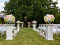 Flowers in the vase. Elegance set up for wedding ceremony Royalty Free Stock Photo