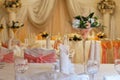 Flowers in the vase. Elegance table set up for wedding Royalty Free Stock Photo