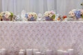 Flowers in the vase. Elegance table set up for wedding Royalty Free Stock Photo
