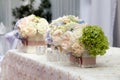 Flowers in the vase. Elegance table set up for wedding Royalty Free Stock Photo