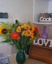 Flowers in a vase, sunflowers, wild bouquet