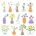 Flowers in vases, bouquets for home decoration