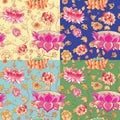 Flowers vector pattern with lotuses