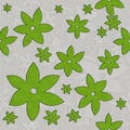 Flowers, Vines, Seamless Pattern in green and white