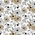Flowers vintage handdrawn sand colors seamless vector pattern.