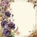 Flowers with vintage paper. Perfect old paper frame with floral decoration. Background copy space text. Flowers with Royalty Free Stock Photo