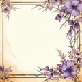 Flowers with vintage paper. Perfect old paper frame with floral decoration. Background copy space text. Flowers with Royalty Free Stock Photo