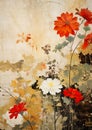 Flowers Wall Background: Liquid Translucent Amber Synthetic Poly