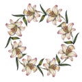 Flowers Lily Wreath. Graphic Illustration for Design.