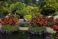 flowers and waterfall in a garden in holland