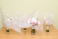 Four bouquets of flowers for a wedding