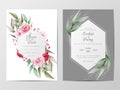 Flowers wedding invitation cards template set with geometric frame Royalty Free Stock Photo