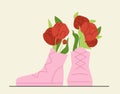 Flowers in wellies vector concept