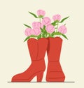 Flowers in wellies vector concept