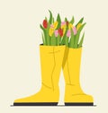 Flowers in wellies vector concept