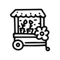 flowers wheel kiosk line vector doodle simple icon Royalty Free Stock Photo