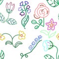 Flowers on a white background. Floristic seamless pattern for textiles.