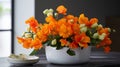 Elegant White Vase With Orange And White Flowers In Unreal Engine 5 Style