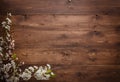 Flowers on wood texture background Royalty Free Stock Photo