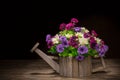 Flowers in a woodden pot