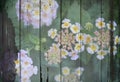 Flowers wrap on wooden background Royalty Free Stock Photo