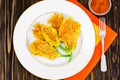 Flowers of Zucchini, Fried in Batter on a Wooden Background