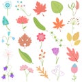 Pastel hand drawn flower leaf, cute illustration vector doodle Royalty Free Stock Photo