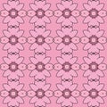 Flowery and charming vector design with stylized flowers in shades of pink and black on seamless background