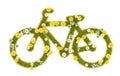 Flowery Grassy Bicycle Shape Isolated