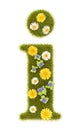 Flowery Grassy I Letter Symbol Shape Isolated