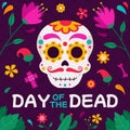 Flowery Skull On Dia De Los Muertos