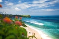 Flowery view of Balangan Beach in Bali, Indonesia, Asia Royalty Free Stock Photo