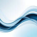 Flowing abstract blue waves with light gradient vactor background and thin white lines Royalty Free Stock Photo