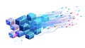 Flowing abstract data cubes, symbolizing digital information and speed, vector design Generative AI Royalty Free Stock Photo