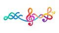 Flowing Abstract Musical Notes and Treble Clef, vector design Generative AI Royalty Free Stock Photo