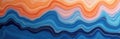 Flowing abstract pattern of blue and orange ceramic glaze with smooth glossy finish. Swirling waves create a colorful modern Royalty Free Stock Photo
