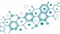 A flowing banner of abstract hexagonal molecule patterns. vector design Generative AI Royalty Free Stock Photo