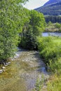 Flowing beautiful river lake Hemsila, Hemsedal, Viken, Norway Royalty Free Stock Photo