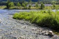 Flowing beautiful river lake Hemsila, Hemsedal, Viken, Norway Royalty Free Stock Photo