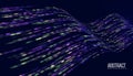 Flowing big data particles and digital neural network design inspired by AI machine learning. Modern visualization for