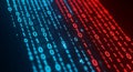 Flowing Binary Code in Contrasting Blue and Red Light Streams data stream technology Royalty Free Stock Photo