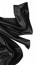 Flowing Black Satin Fabric Draped Abstractly on White Background Royalty Free Stock Photo