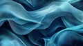 Flowing blue abstract fabric waves, ethereal and serene backdrop. Contemporary art and design concept